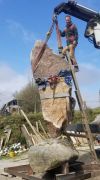 Stonebalancing sculptor Adrian Gray balancing 'Bad Boy' – 2023’s exhibit